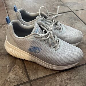 Skechers Gray and Light Blue Mesh Walking Sneakers